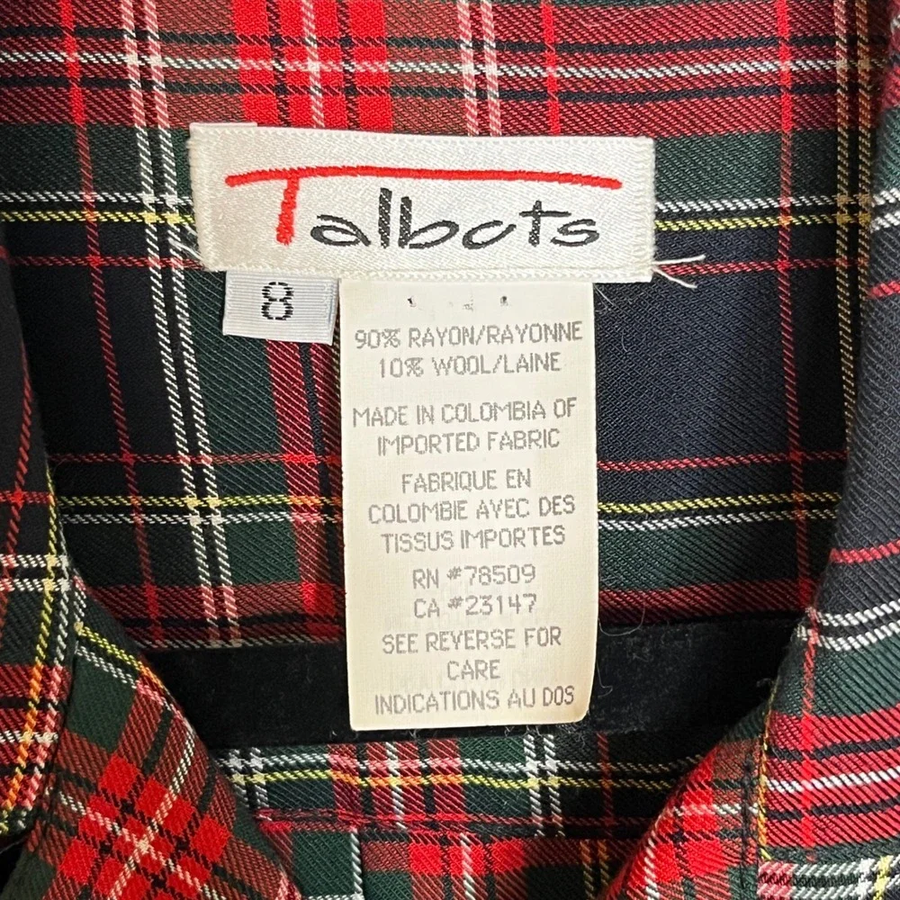 Talbots Vintage Tartan Plaid Wrap Shirt Dress Size 8 Holidays Academia Classic - Picture 3 of 16